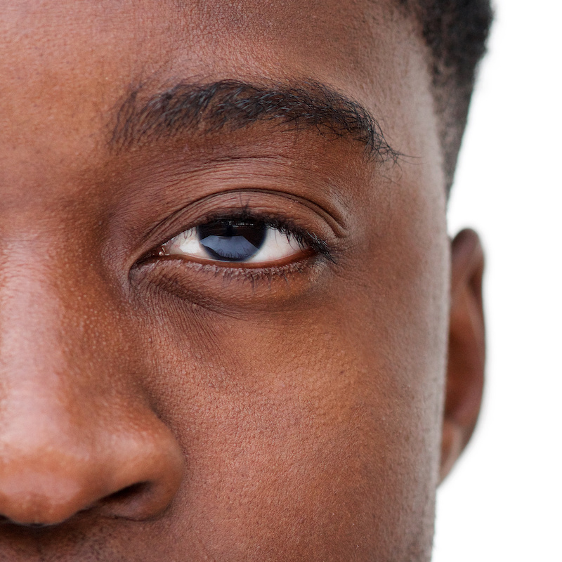 close-up image of young man's eye