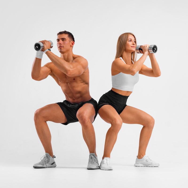 man and woman working out